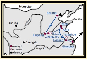 Access China Tour Saints and Buddhism Tour Map