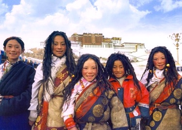 Smiling Tibetan Children in front of Potala Palace