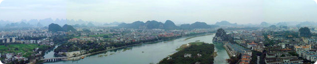 Guilin, China Panorama Guilin, China, Rivers, Hills and Mist