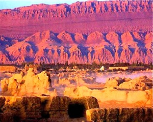 Turpan Xinjiang Silkroad red desert landscape, China
